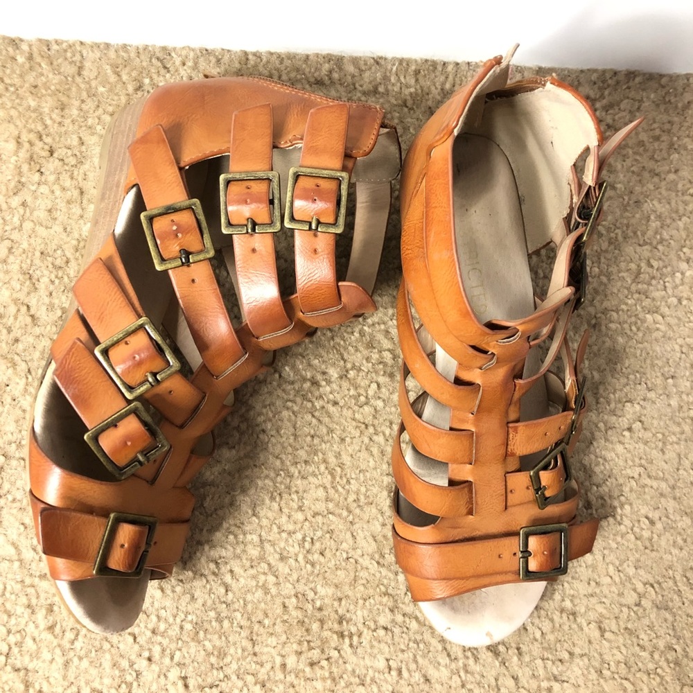 Brown Gladiator Wedge Sandals